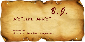 Bálint Jenő névjegykártya